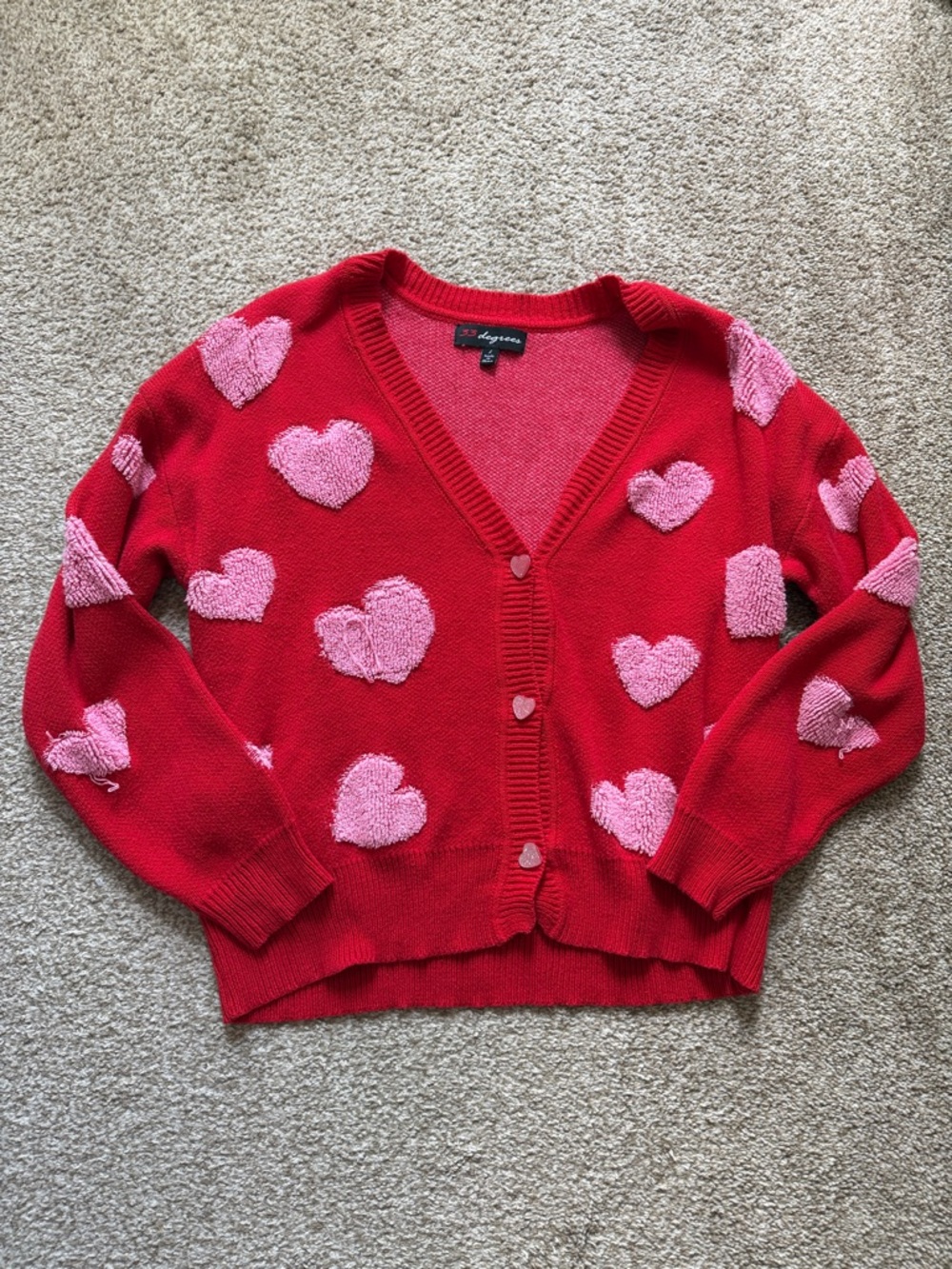 ❤️ 33 Degrees Heart Cardigan Sweater Pink Red Valentine’s Day Coquette